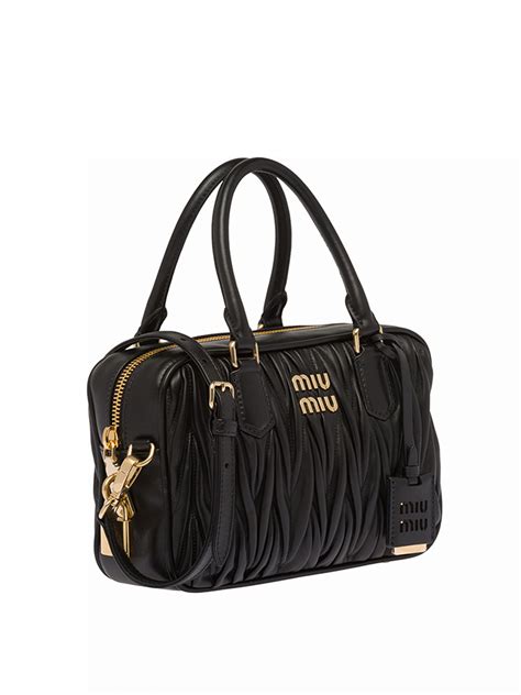 bowling bag miu miu|Black Leather Top.